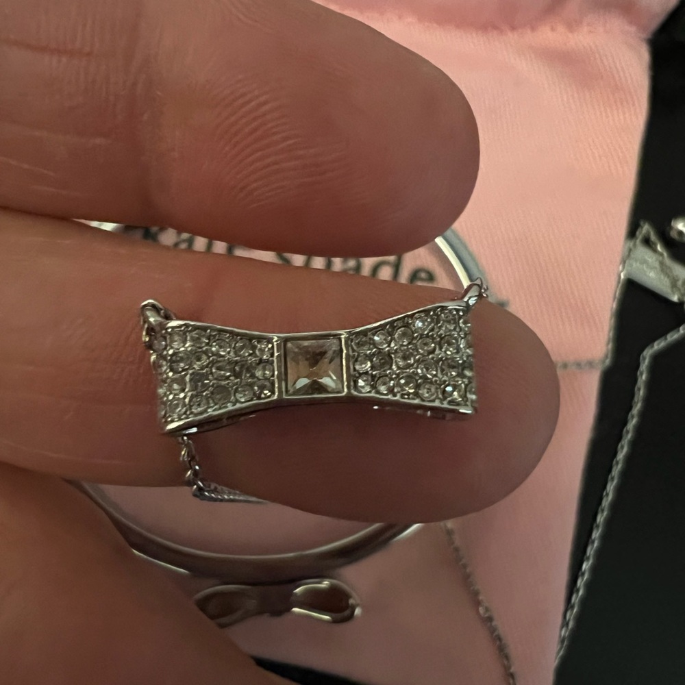Kate Spade ♠️ Pave Silver Bow Set - Picture 3 of 6